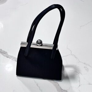 Elegant Black Evening Wedding Prom Homecoming Small Shiny Shimmer Handbag